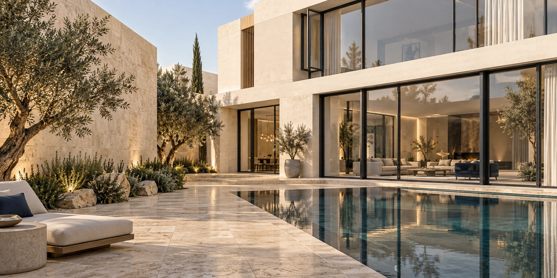 Modern villa with aluminum windows — architectural concept