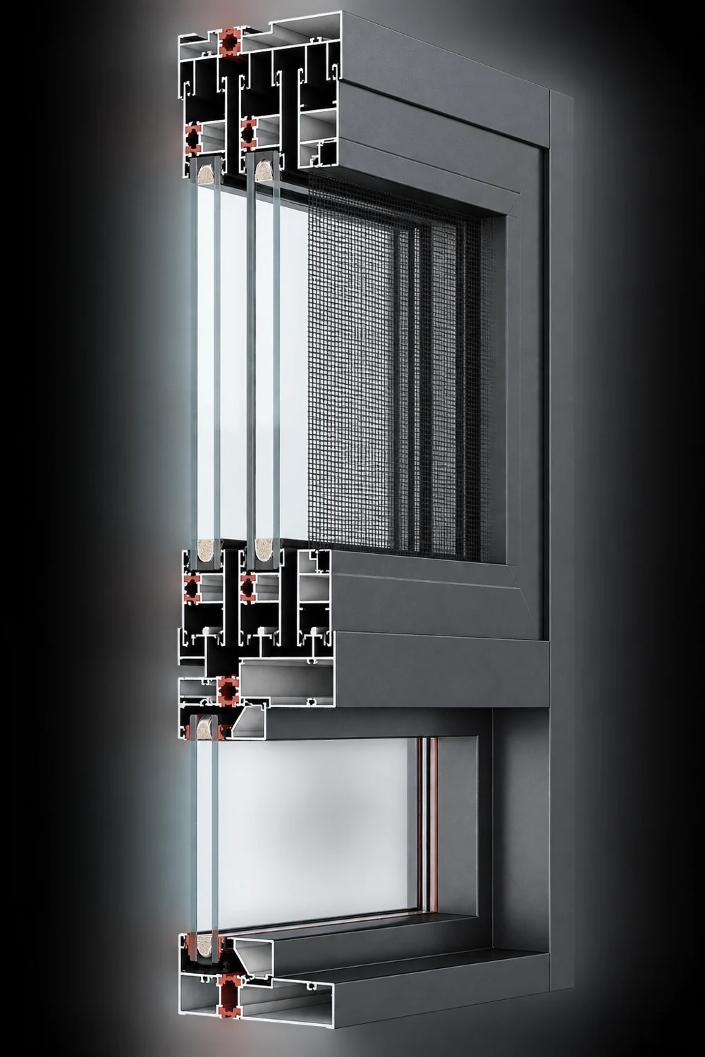 Aluminum glass doors — illustrative product detail